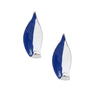 ZPB Sorority Curved Leaf Blue White Painted Studs