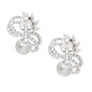 Clip On High End Silver Ribbon Red Pearl Earrings