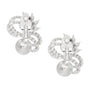 Clip On High End Silver Ribbon Pearl Earrings