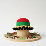 Red Crochet Multicolor Ruffle Bucket Hat Women