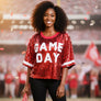 Jersey DST Red White Sequin GAME DAY Crop Top