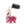 Keychain Glam Pink Rhinestone Elephant Charm Clip