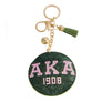 AKA Pink Green Padded Sorority Keychain