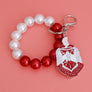 Red White Pearl DST Shield Keychain