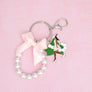 AKA Sorority Pink Lady Green Ivy Pearl Keychain
