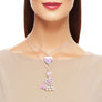 Breast Cancer Silver Chain 2 Pcs Pink Ribbon Pendants