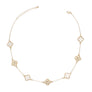 Necklace Gold White Clover Station Pendant Women