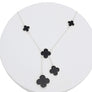 Charm Drop Black Quatrefoil Clover Silver Necklace