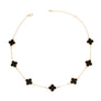 Necklace Gold Black Quatrefoil Clover 7 Motifs