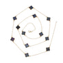 Long Necklace Gray Black Quatrefoil 12 Motifs