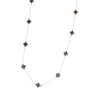Long Necklace Gray Black Quatrefoil 12 Motifs