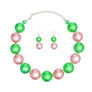 AKA Sorority Pink Green 30mm Jumbo Pearl Set