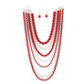Red White Pearl Long 7 Row Necklace