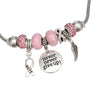 Breast Cancer Silver Never Give Up Charm Necklace
