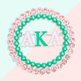 AKA Brooch Pink Green AKA Round Pin