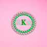 AKA Sorority Brooch Pink Green Pearl Round Pin