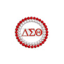 DST Sorority Brooch Red White Pearl Round Pin