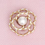 Brooch Clip Pink Pearl Chain Edge Camellia Flower