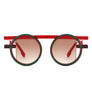 Sunglasses Red Green Round Futuristic Double Frame