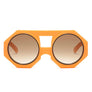 Sunglasses Orange Geometric Chunky Round for Women