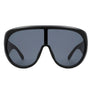 Sunglasses Black Retro Rounded Visor for Women