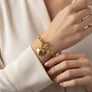 Gold 18K Steel Toggle Heart Rolo Chain Bracelet
