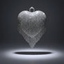 Clutch Silver Rhinestone Fringe Heart Hardcase Bag