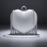 Clutch Silver Rhinestone Fringe Heart Hardcase Bag