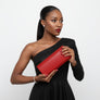 Clutch XLong Red Rhinestone Flap Evening Bag