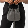 Bucket Bag Black Rhinestone Mesh Crystal Clutch
