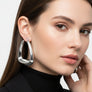 Stainless Steel Trapezoid Thick Hollow Hoop Earrings