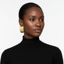 18K Gold Steel Curved Rectangle Disc Stud Earrings