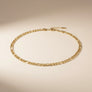 Mens 20in 7mm Gold 18K Stainless Steel Figaro Chain