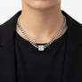 Stainless Steel Princess CZ Cuban Chain Necklace