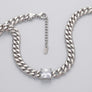 Stainless Steel Princess CZ Cuban Chain Necklace