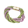 Sorority Vibrant Pink Green Twisted Tube Bracelet