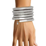 Bangle Silver Coiled Tubogas Style Spring Bracelet