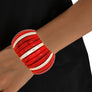 Bangle Marbled Rich Red Stretch Wide Bracelet