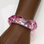 Bangle Transparent Pink Prism Wave Facet Bracelet