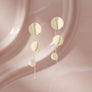 Dangle Graduated Curved Gold Disc Long Earrings