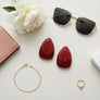 Stud Oversized Domed Teardrop Red Stone Earrings