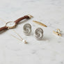 Stud Oversized Silver Twisted Spiral Earrings