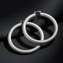 Hoop High Shine Silver Sandblasted Thick Earrings