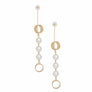 Dangle Long Geometric Gold and Pearl Earrings