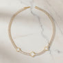 Tennis Gold CZ Baguette White Quatrefoil Necklace