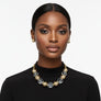 Chunky Faceted Clear and Metal Ball Bead Necklace