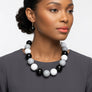Mod Style Tricolor Black Tone Chunky Bead Necklace