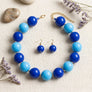 Mod Style Two Tone Blue Chunky Bead Necklace