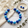 Mod Style Two Tone Blue Chunky Bead Necklace