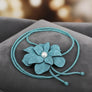 Long Y Brilliant Turquoise Blooming Flower Necklace